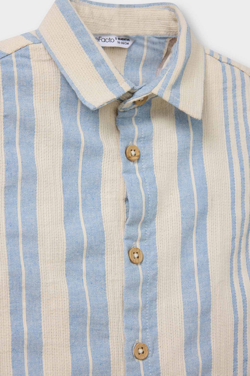 ديفاكتو قميص كتان أولادي مخلوط مخطط للرضع - Image 2